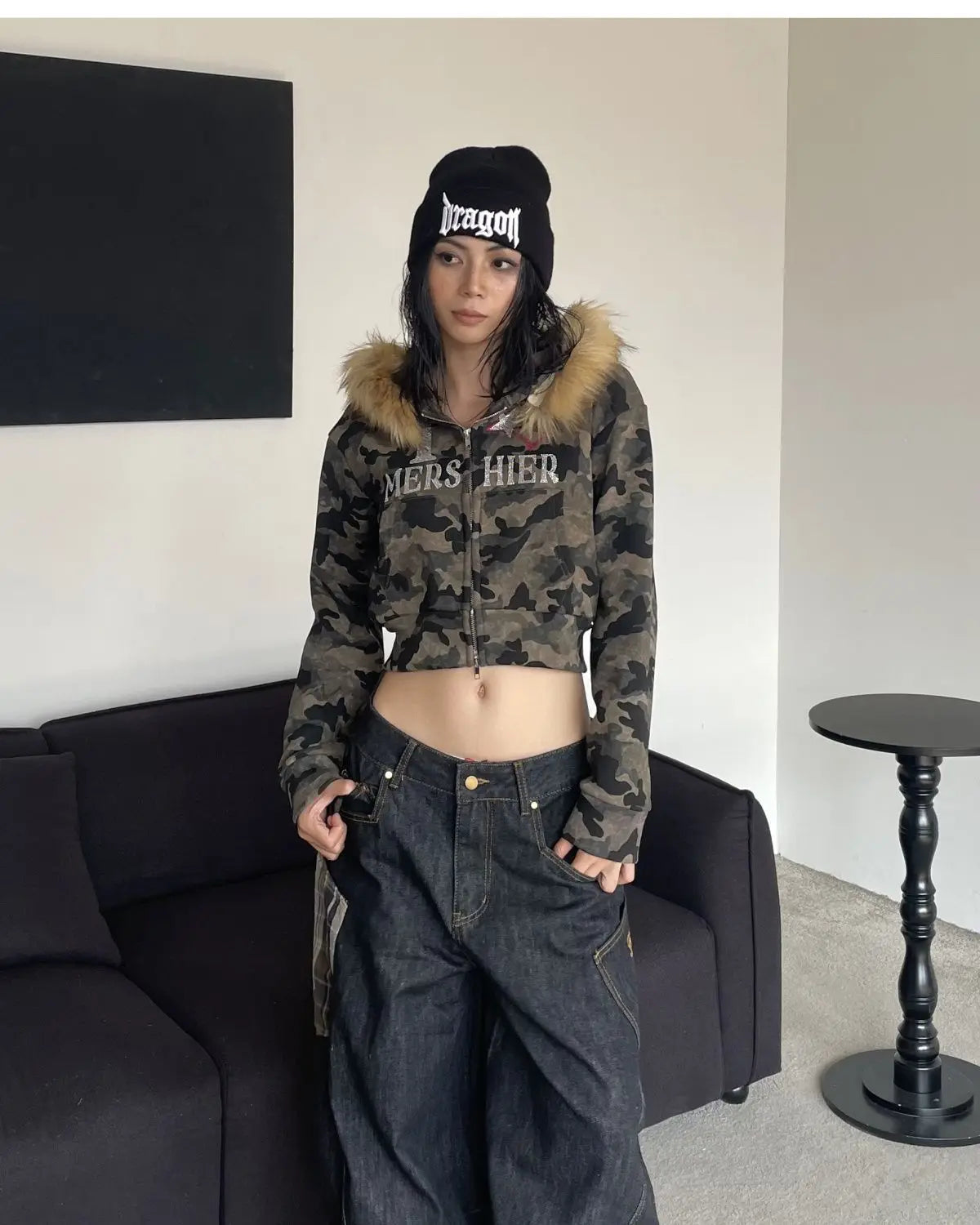 Camo Crop Hoodie