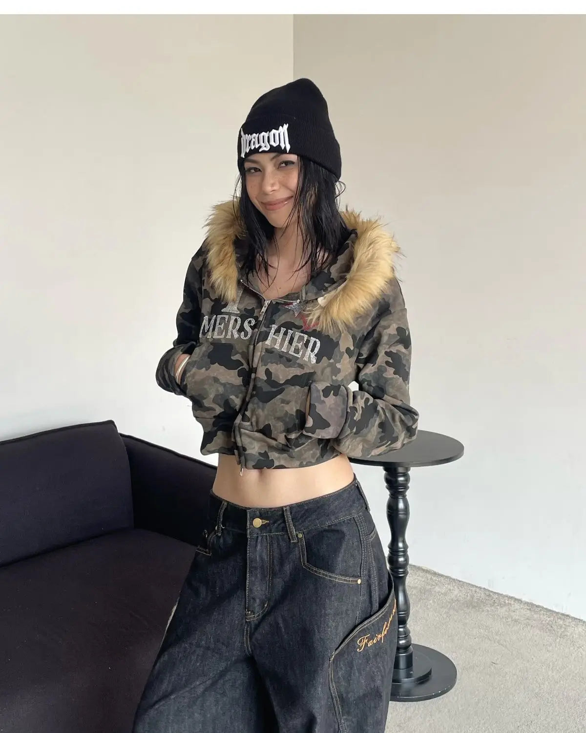 Camo Crop Hoodie