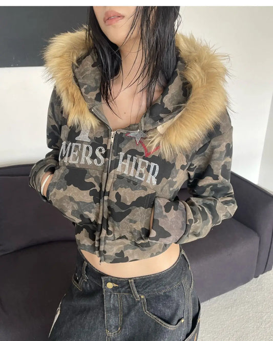 Camo Crop Hoodie