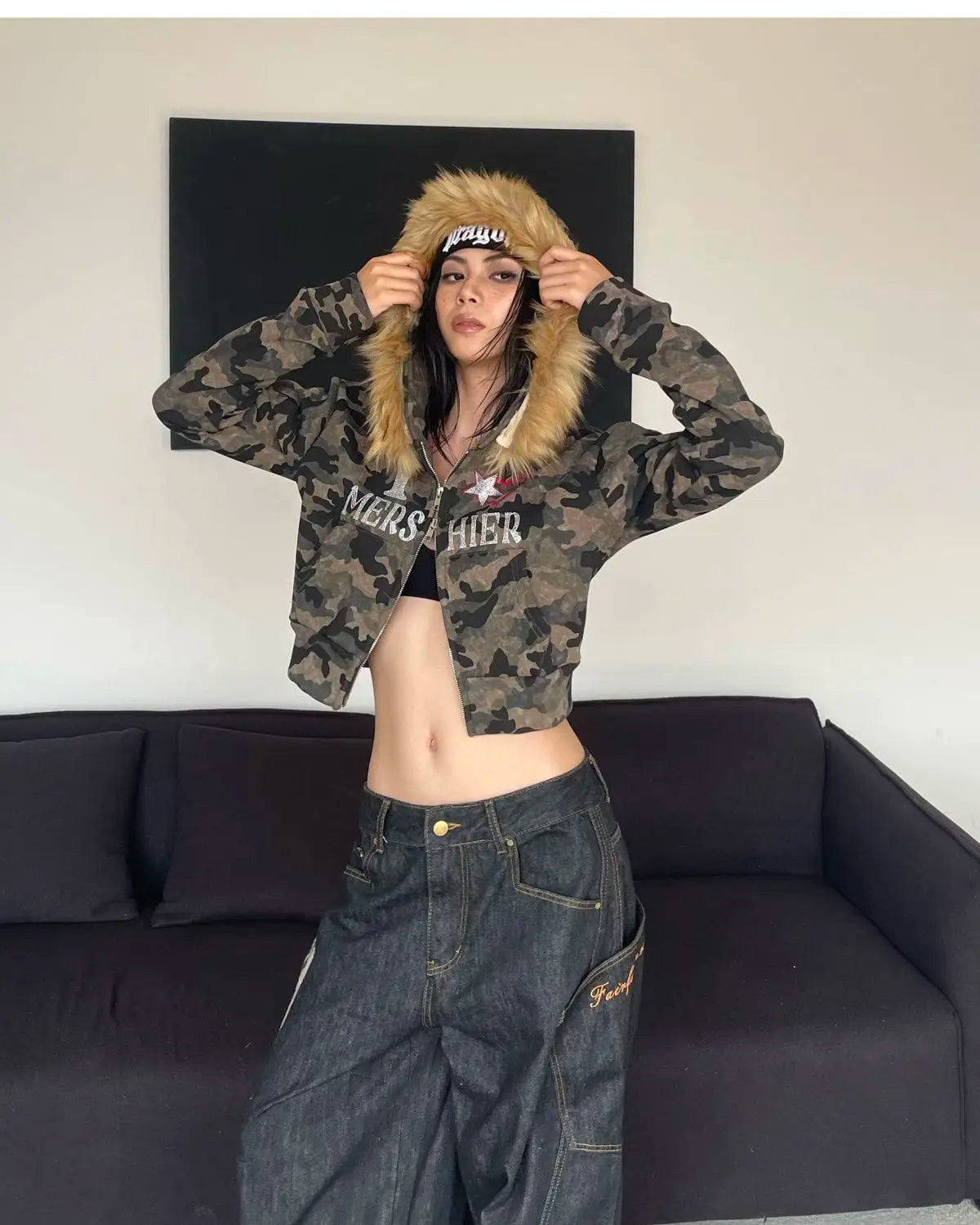 Camo Crop Hoodie